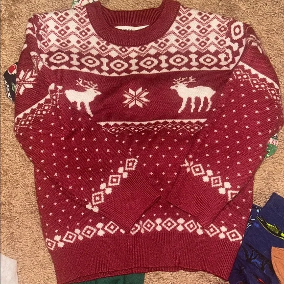 3 for $20! Size 4t Burgundy Red and White Holiday Christmas Sweater for boys - Picture 3 of 3